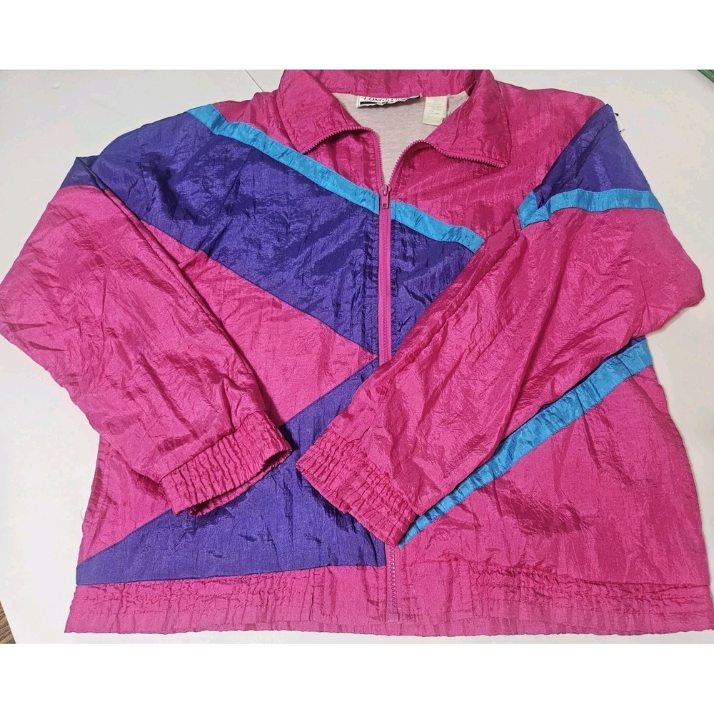 Vintage 90s LongStreet Missy Colorblock Windbreaker Retro Streetwear Womens Med
